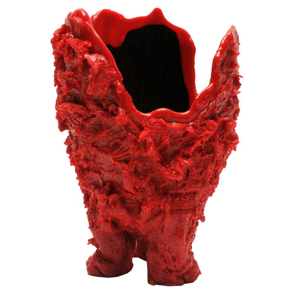 21st Century Gaetano Pesce Lava M Vase Resin Red Black For Sale