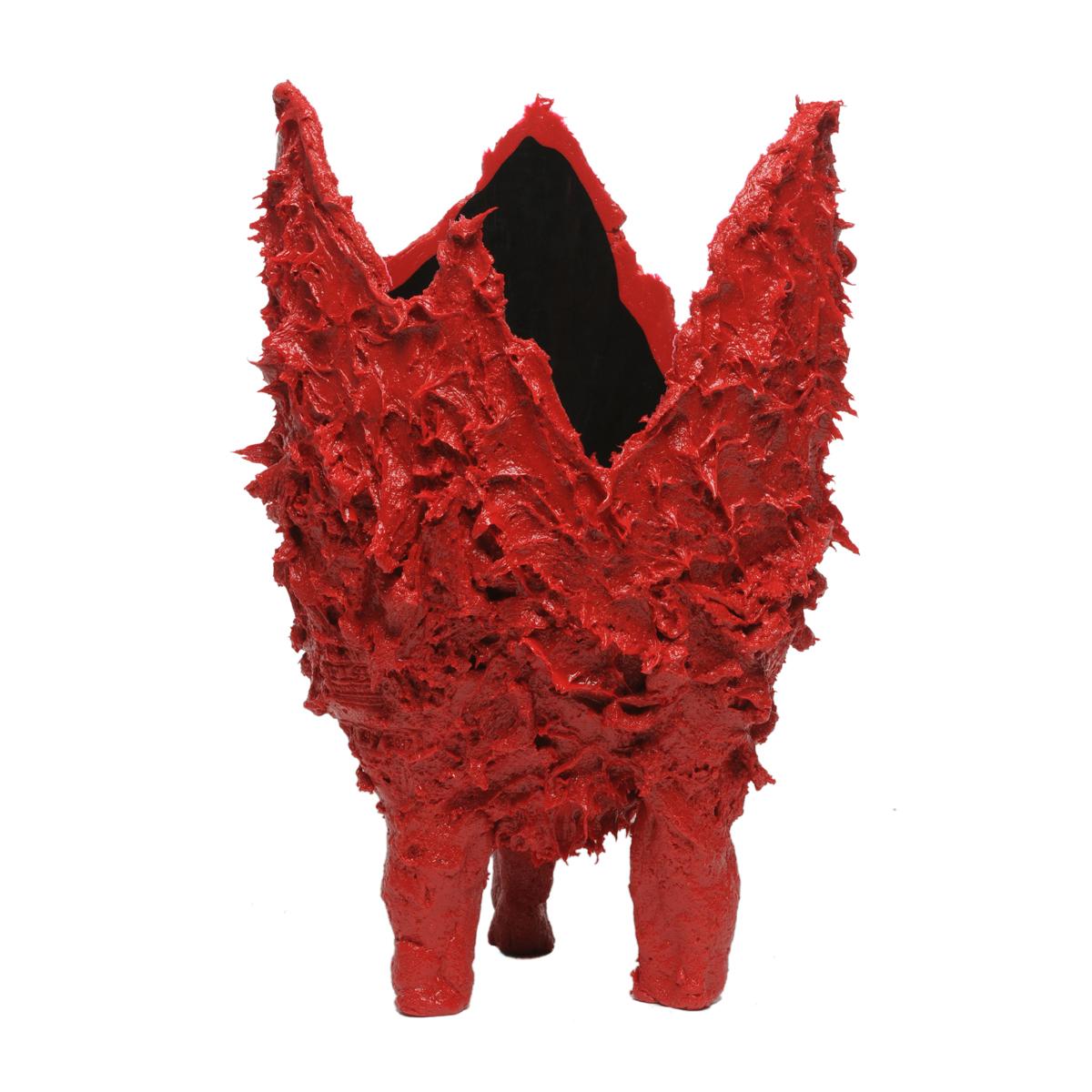 21st Century Gaetano Pesce Lava L Vase Resin Red Black In New Condition For Sale In barasso, IT