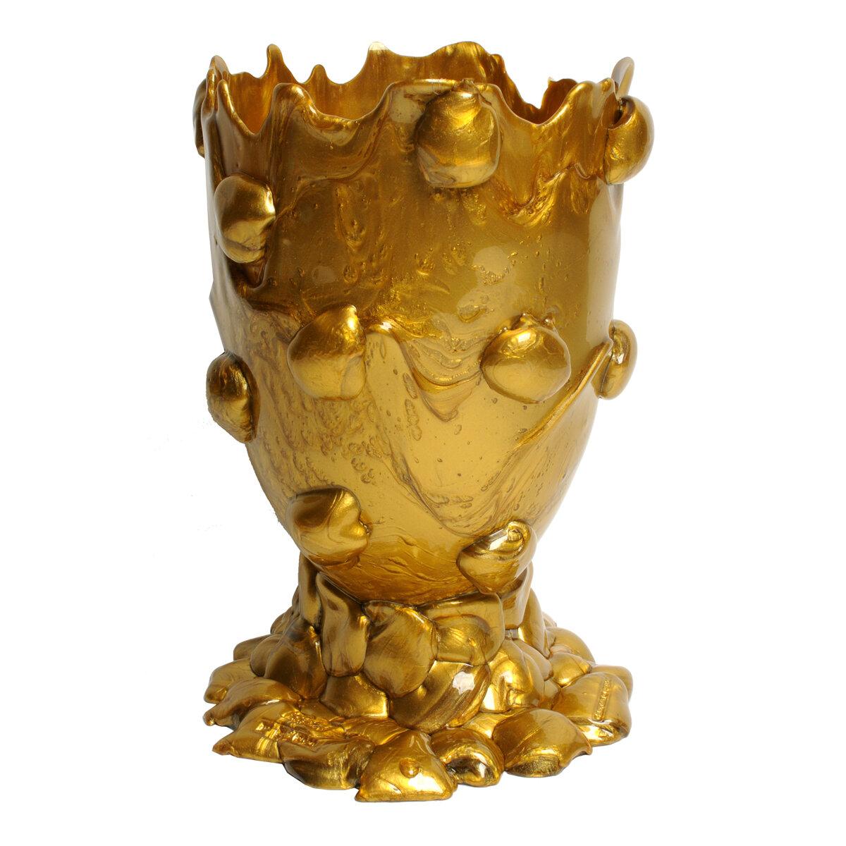 21st Century Gaetano Pesce Nugget M Vase Gold In New Condition For Sale In barasso, IT