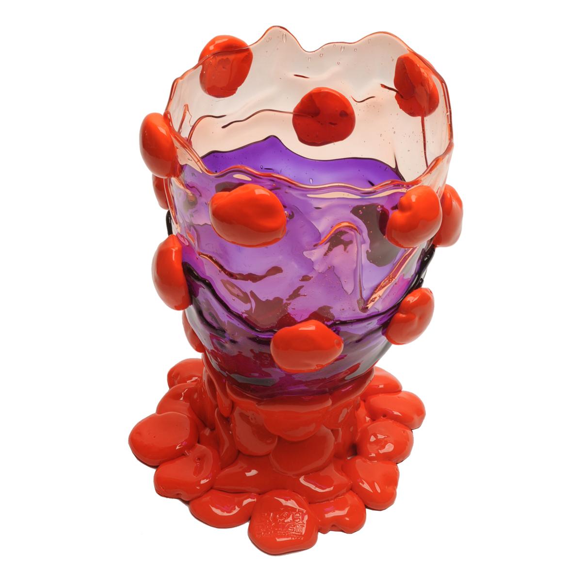 Arts and Crafts 21st Century Gaetano Pesce Nugget M Vase Resin Ruby Purple Orange For Sale