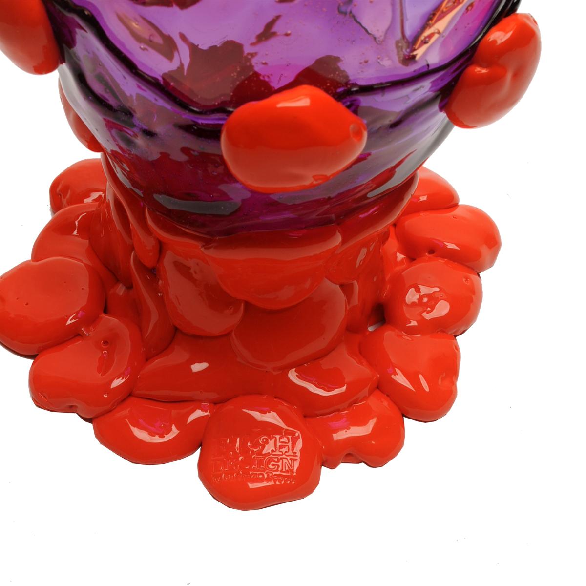 21st Century Gaetano Pesce Nugget M Vase Resin Ruby Purple Orange In New Condition For Sale In barasso, IT