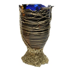 Contemporary Gaetano Pesce Spaghetti XL Vase Resin Blue Brown Bronze