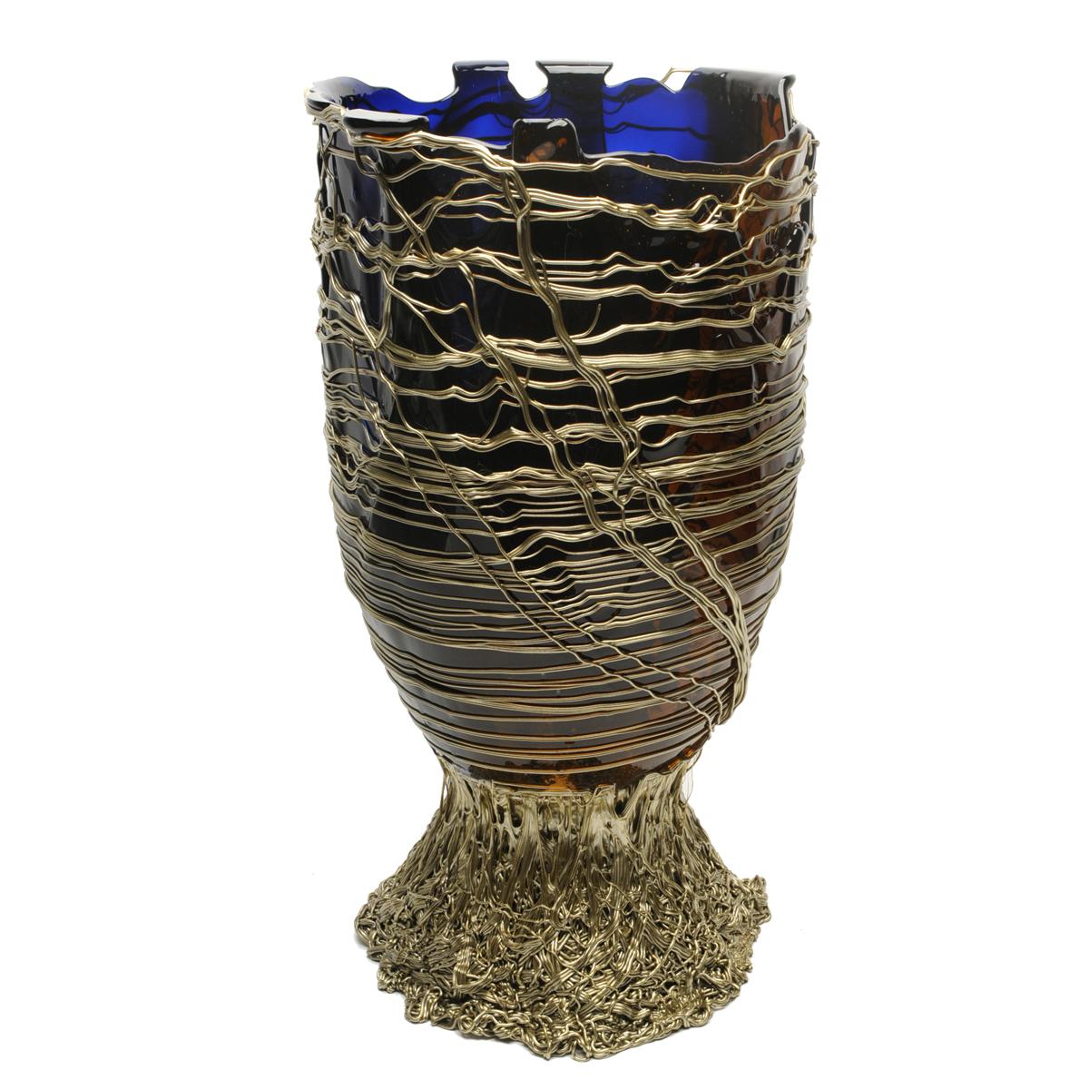21. Jahrhundert Gaetano Pesce Spaghetti XL Vase Harz Blau Braun Bronze (Arts and Crafts) im Angebot
