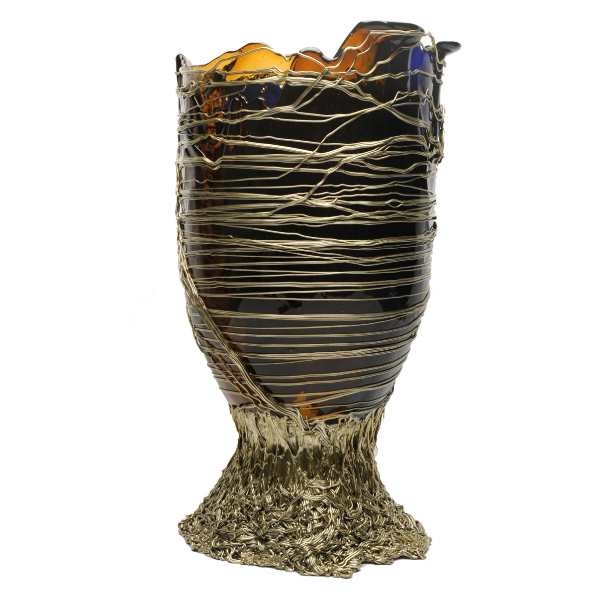 21. Jahrhundert Gaetano Pesce Spaghetti XL Vase Harz Blau Braun Bronze (Italienisch) im Angebot