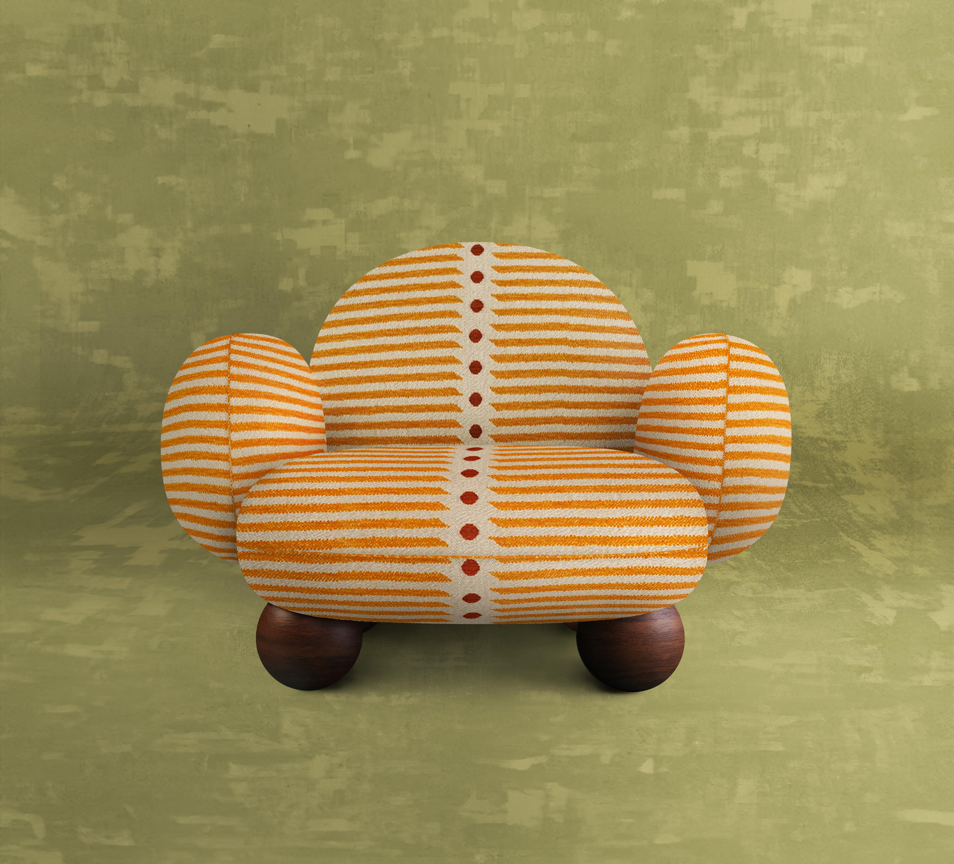 21st Century Gala Armchair Bouclé Marble Sphere Feet Made in Portugal by Malabar For Sale 4