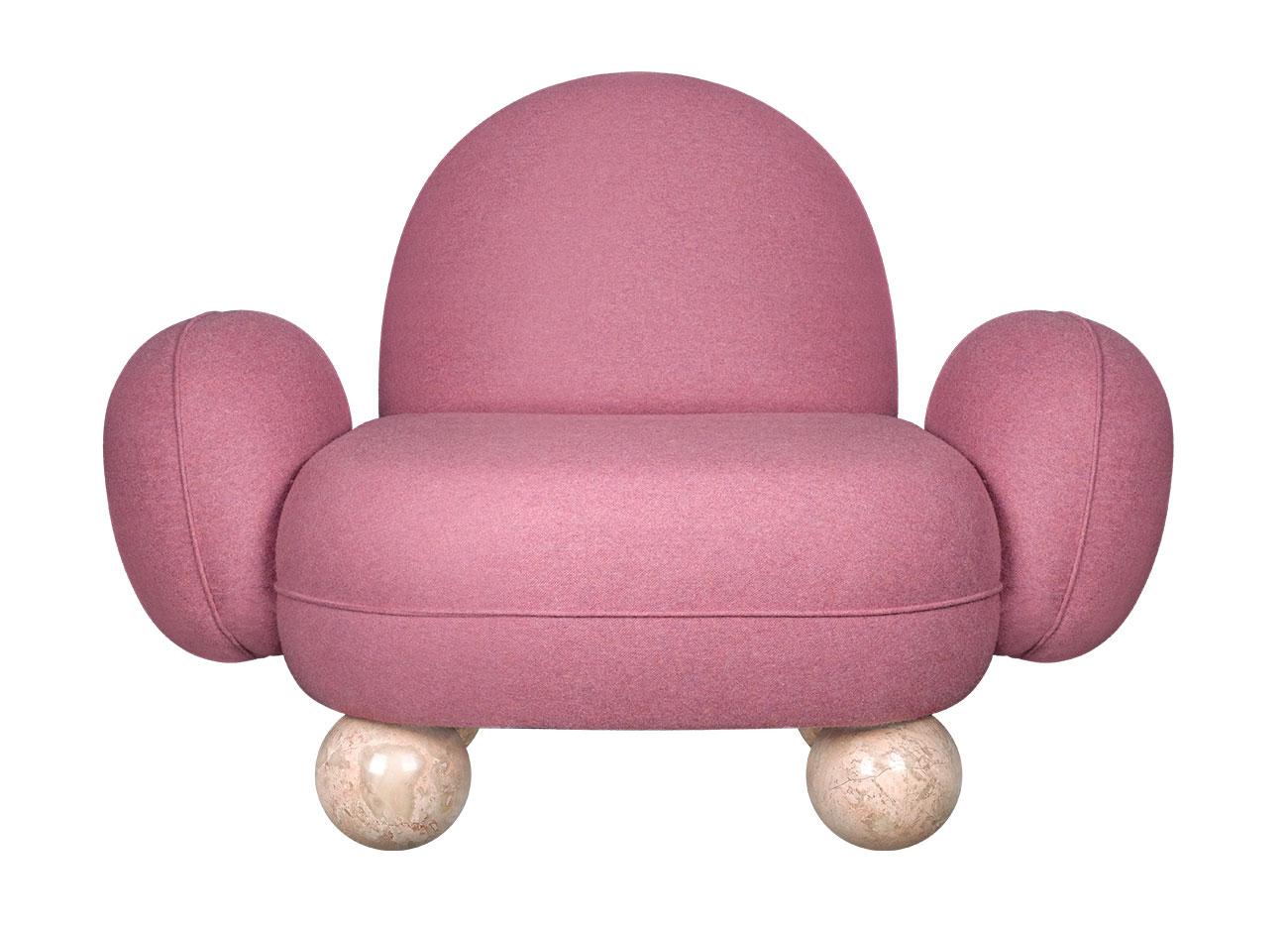Poltrona Gala del XXI secolo con piedini a sfera in marmo bouclé Made in Portugal di Malabar in vendita 2