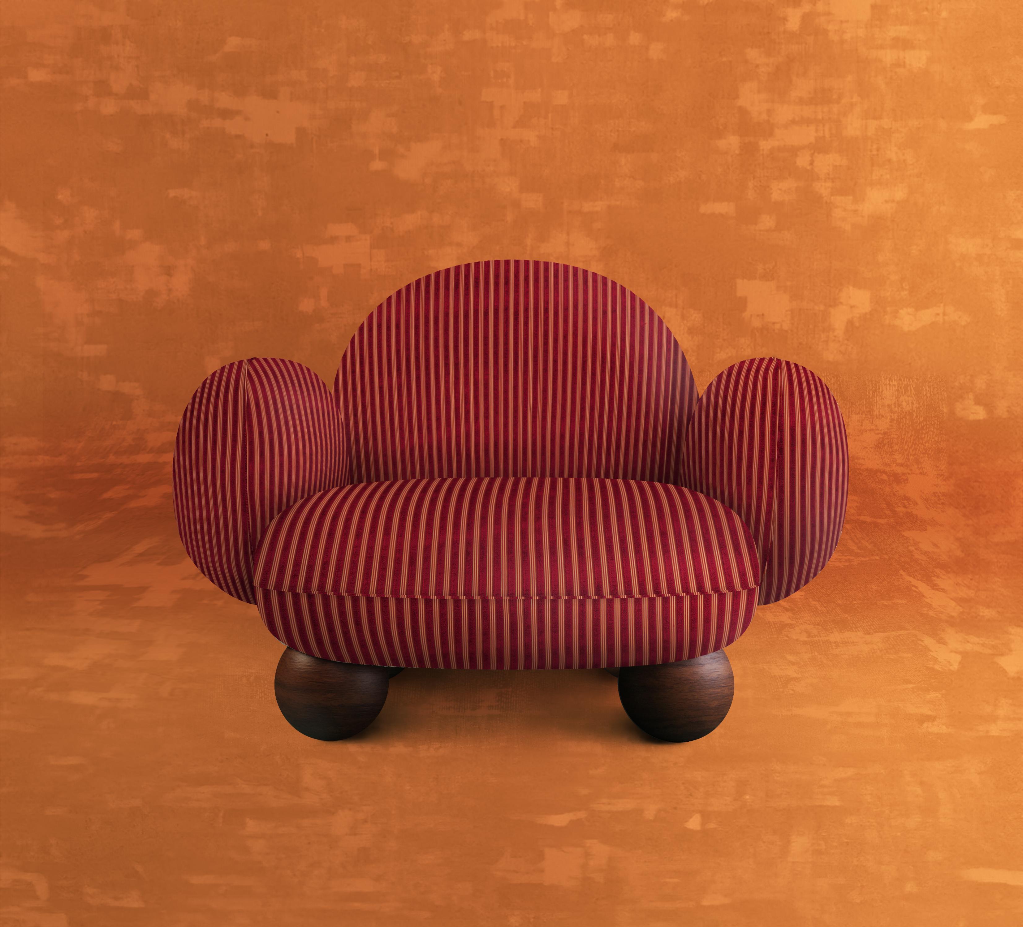 21st Century Gala Armchair Bouclé Marble Sphere Feet Made in Portugal by Malabar For Sale 3