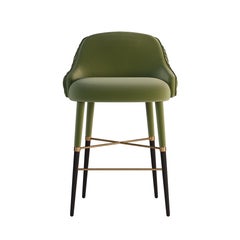 21st Century Gardner Bar Chair Leather Cotton Velvet Wood