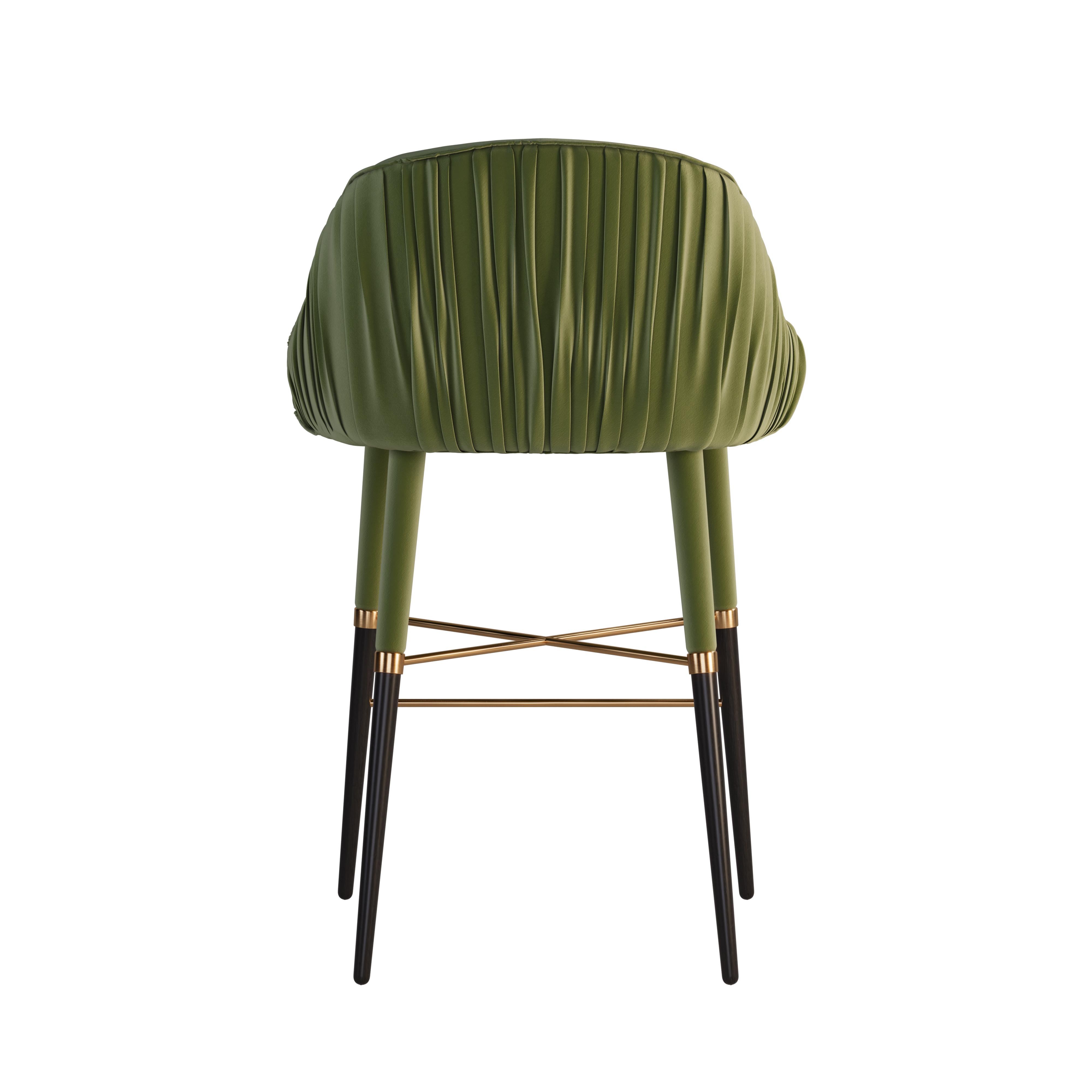 21st Century Gardner Bar Chair Leather Cotton Velvet Wood For Sale 2