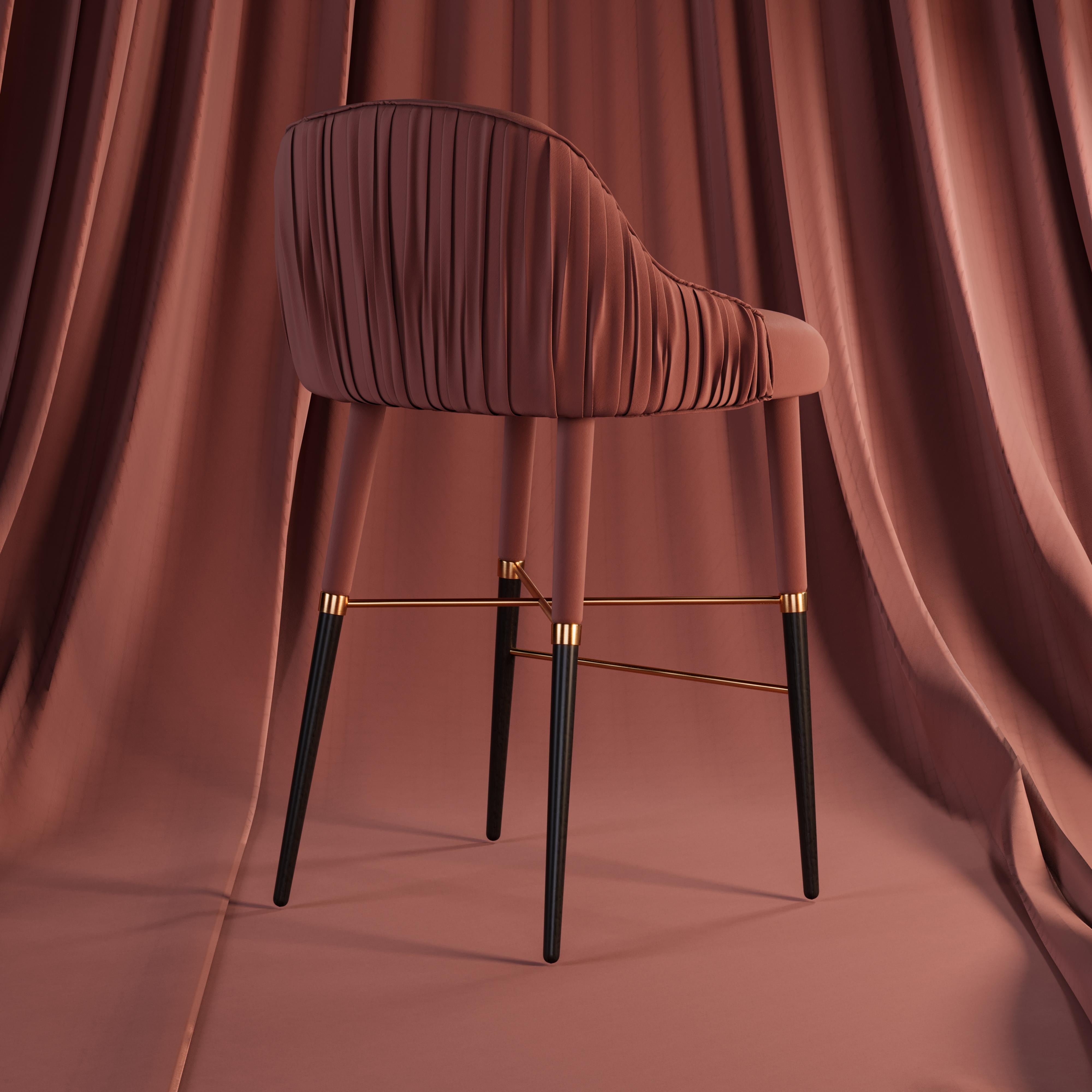 21st Century Gardner Bar Chair Leather Cotton Velvet Wood For Sale 4