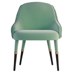 21st Century Gardner Dining Chair Velvet Wood Brass Made in Portugal by Ottiu