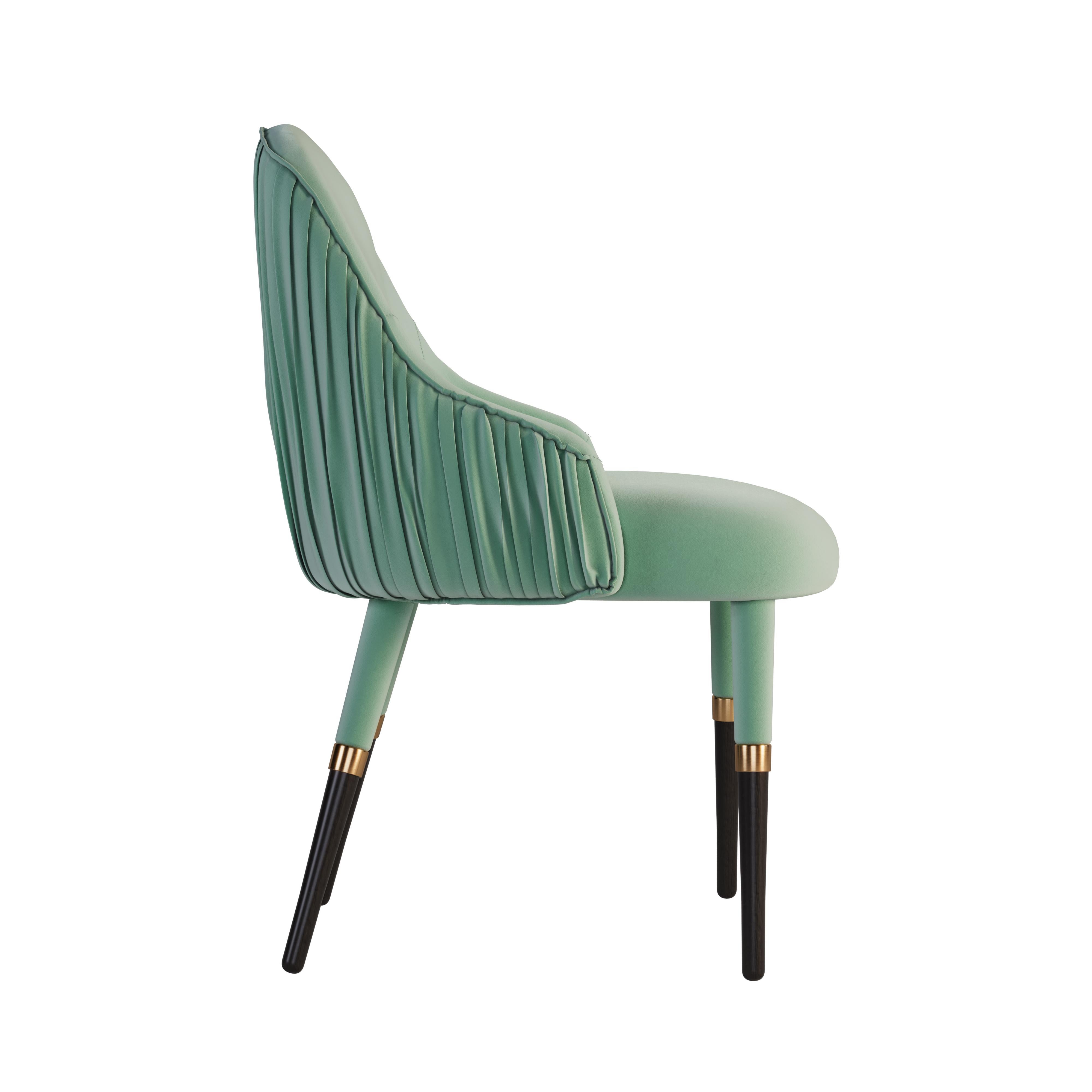 21st Century Gardner Dining Chair Cotton Velvet Wood Brass by Ottiu In New Condition For Sale In RIO TINTO, PT