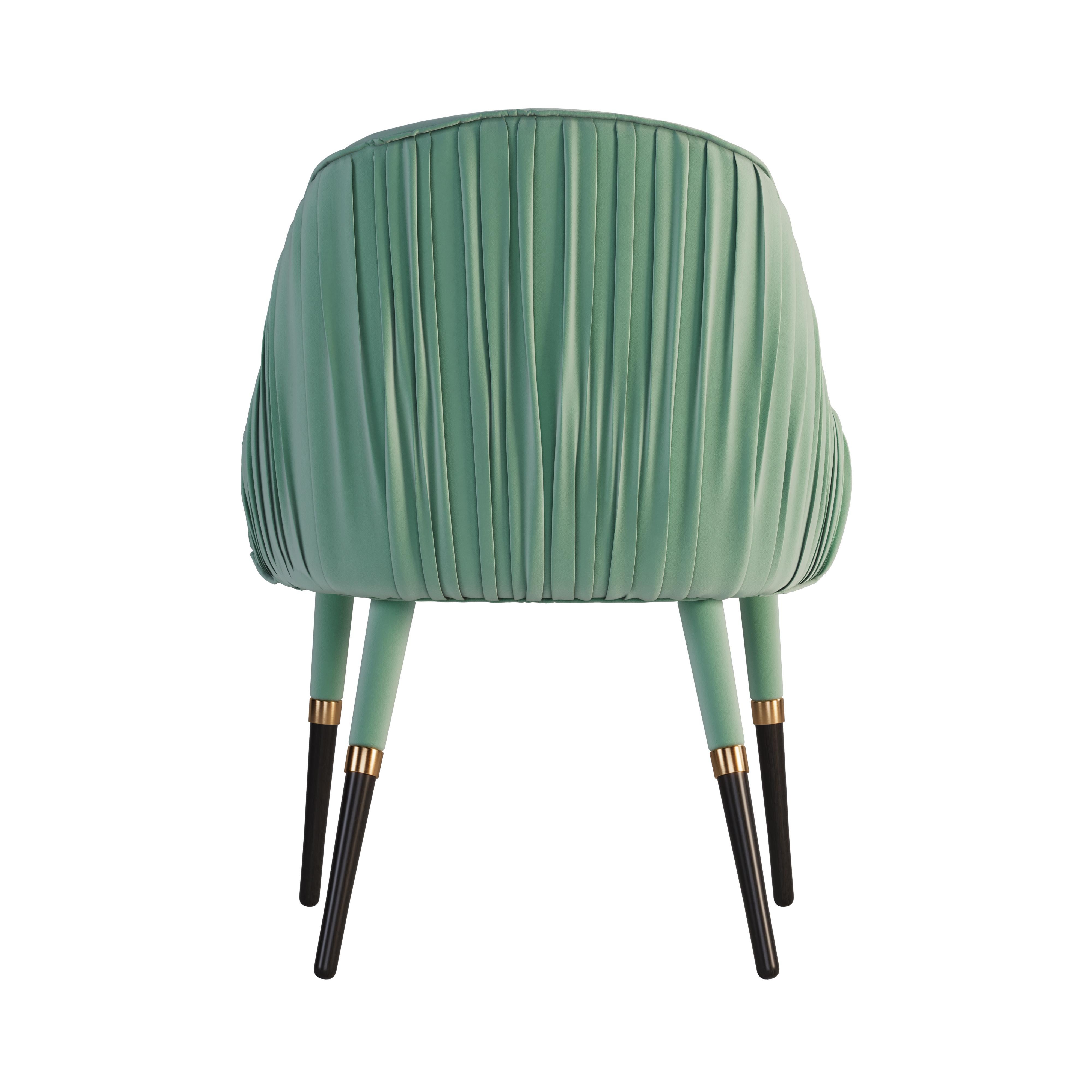 21st Century Gardner Dining Chair Cotton Velvet Wood Brass by Ottiu In New Condition For Sale In RIO TINTO, PT