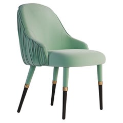 21st Century Gardner Dining Chair Cotton Velvet Wood Brass by Ottiu
