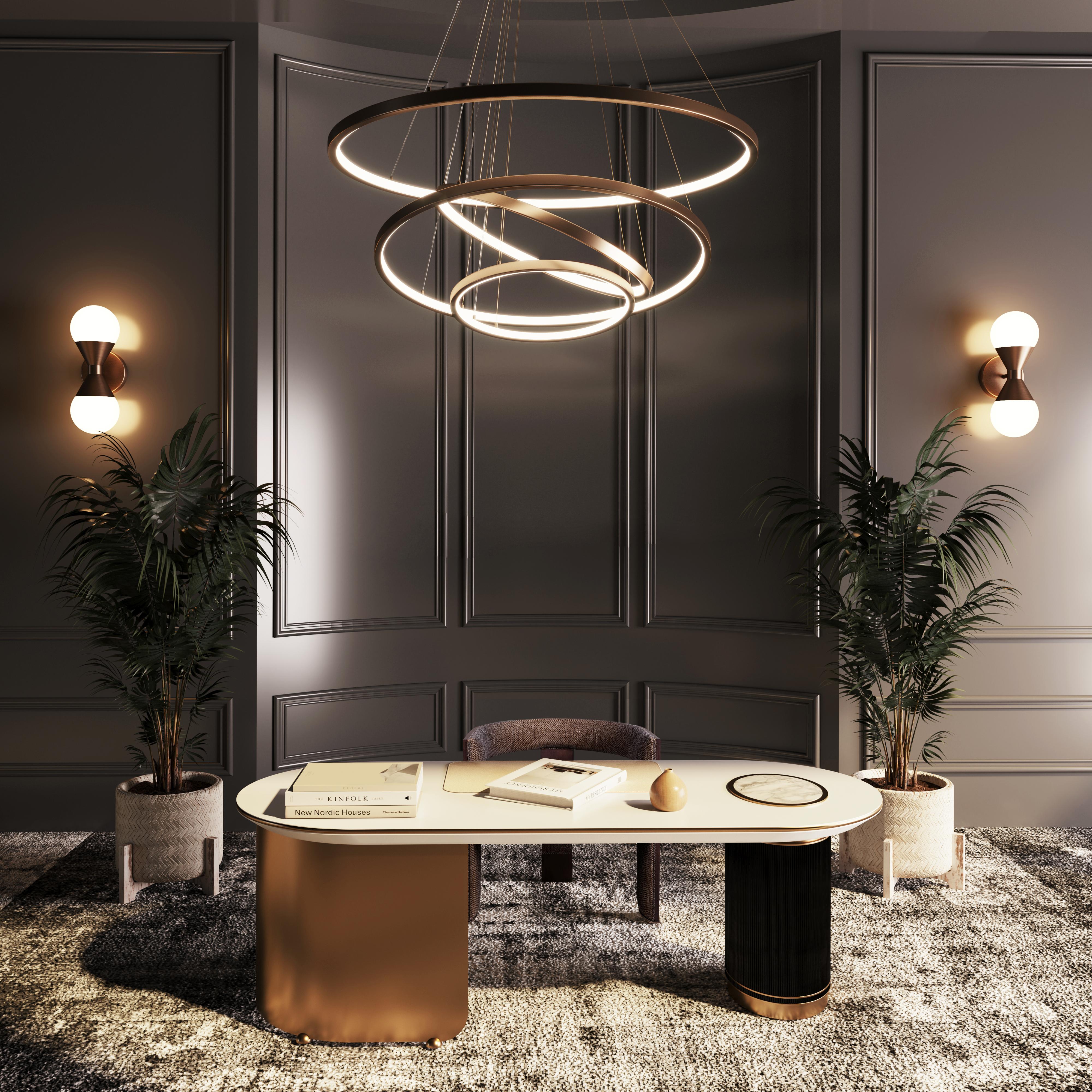 Contemporary Gateway Suspension Lamp Brass Stainless Steel Made in Portugal by Porus Studio For Sale