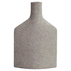 21st Century Geo Vase in Grey Ceramic, Hand-Crafted in France