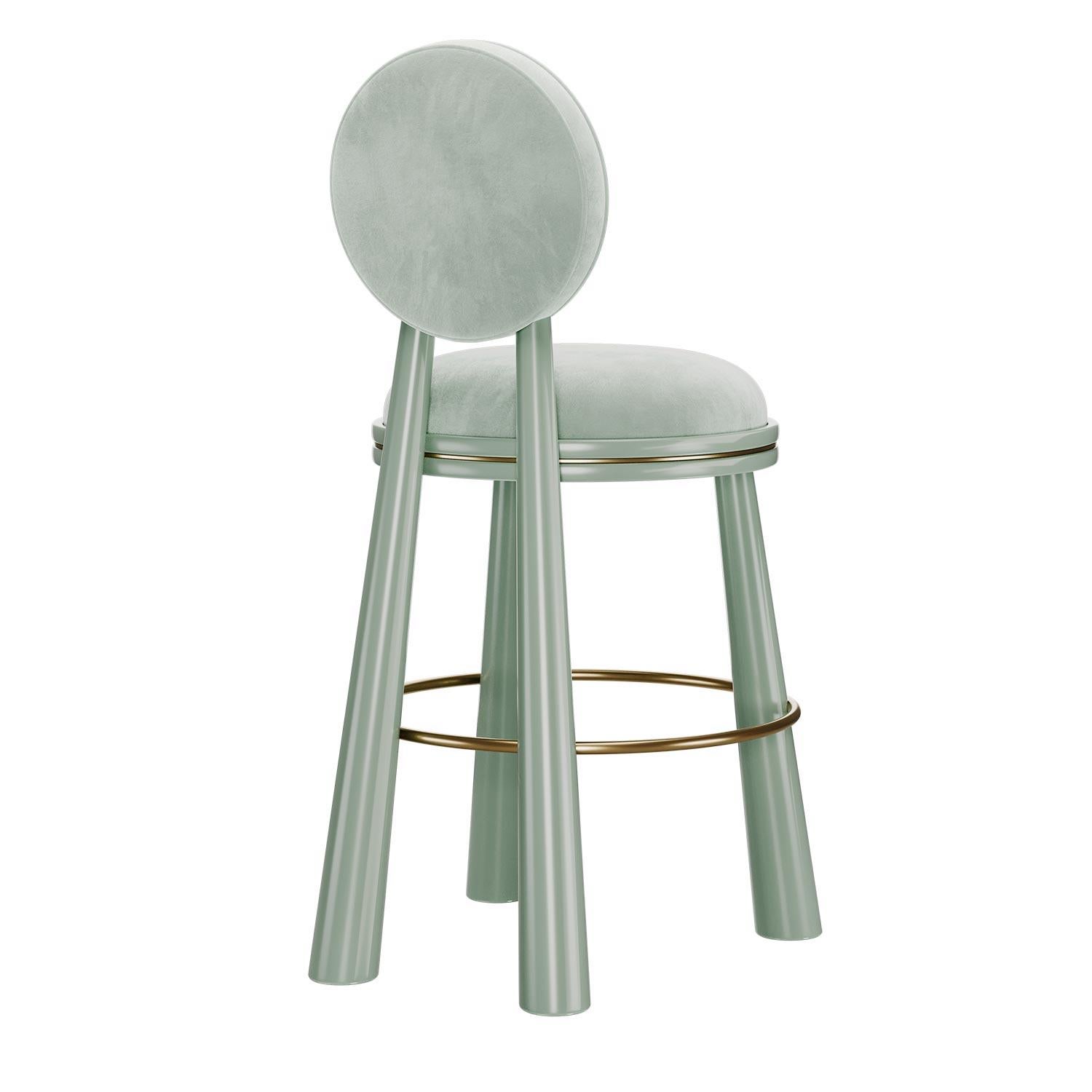 Portuguese 21st Century Geometric Mouline Bar Stool in Cotton Velvet by Mavo Atelier For Sale