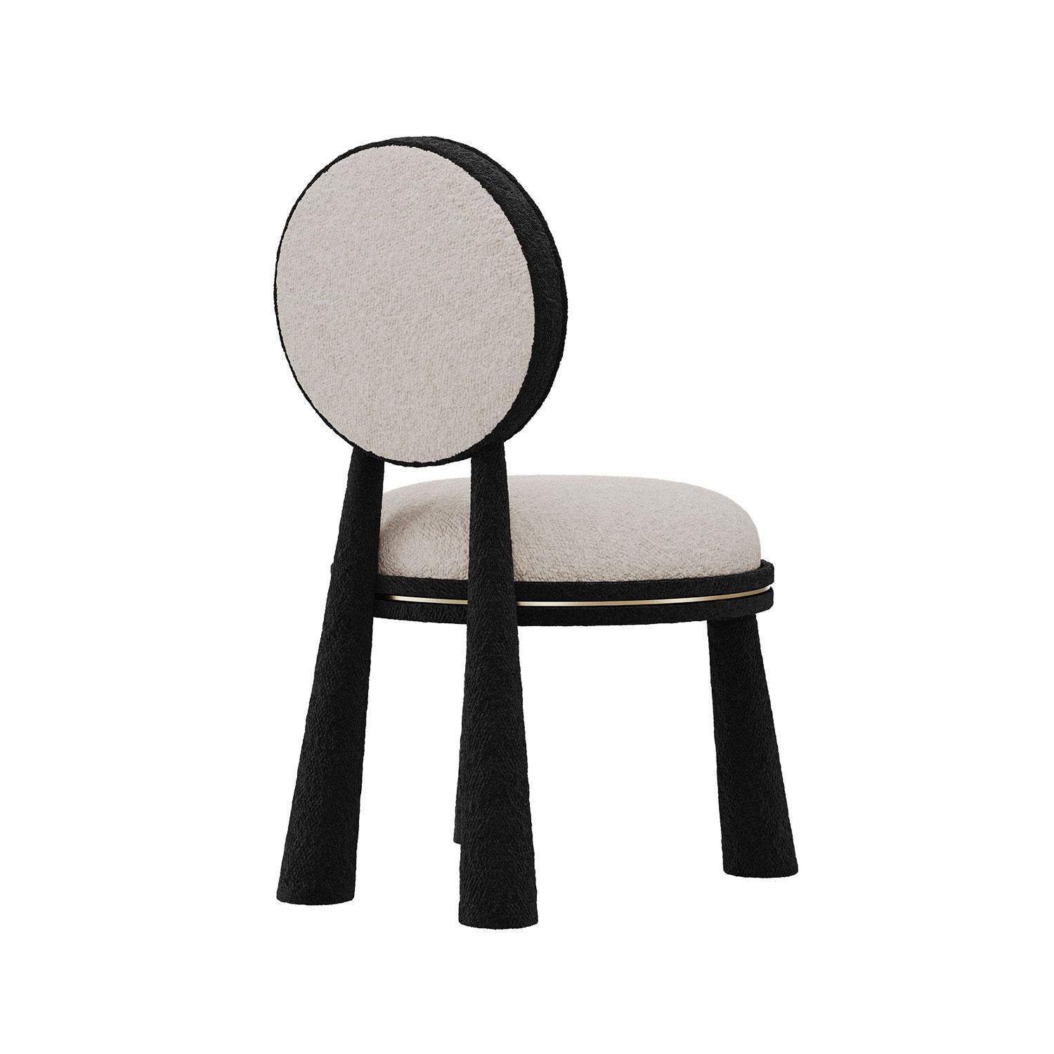 Portuguese 21st Century Geometric Mouline Chair in Bouclé Wool by Mavo Atelier, Handmade For Sale