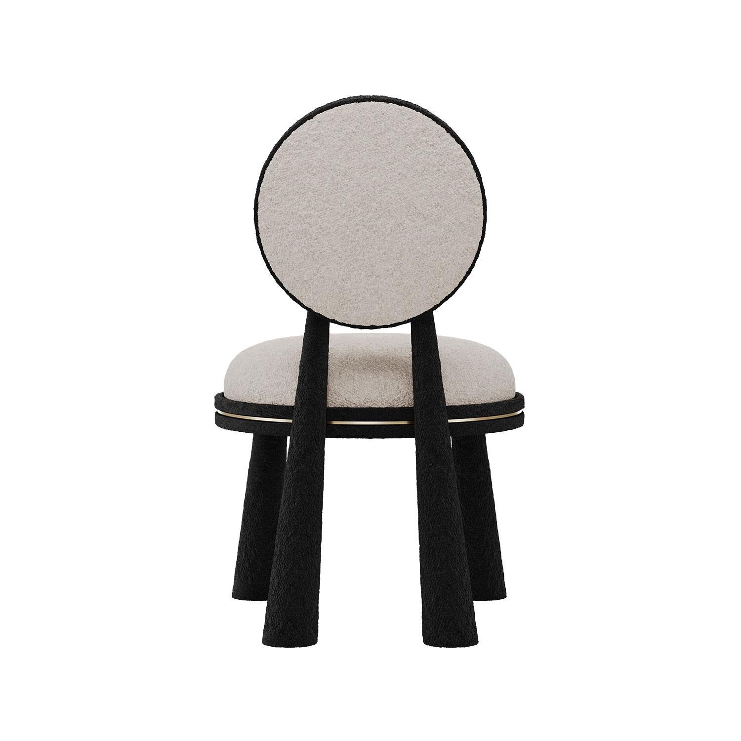 Hand-Crafted 21st Century Geometric Mouline Chair in Bouclé Wool by Mavo Atelier, Handmade For Sale