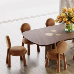 21st Century Geometric Mouline Chair in Orange Velvet by Mavo Atelier, Handmade
