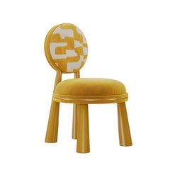 21st Century Geometric Mouline Chair in Velvet Jacquard by Mavo Atelier