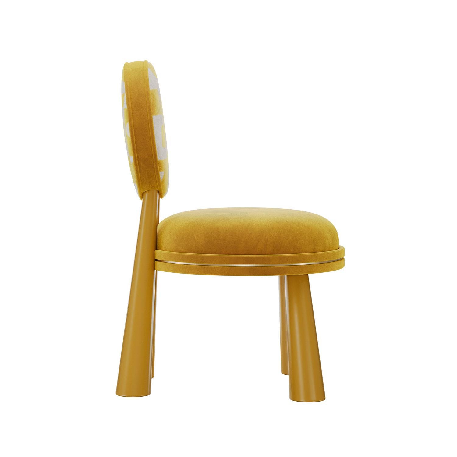 Mid-Century moderno Sedia geometrica Mouline in velluto jacquard del XXI secolo di Atelier A in vendita