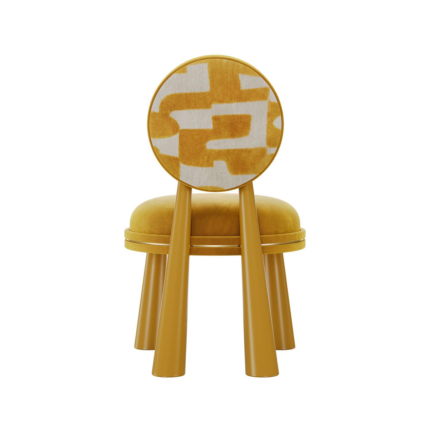 Spazzolato Sedia geometrica Mouline in velluto jacquard del XXI secolo di Atelier A in vendita