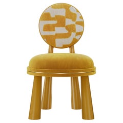 21st Century Geometric Mouline Chair in Velvet Jacquard by Mavo Atelier