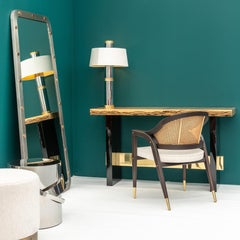 21st Century Geometry Console Table, Ebony Marquetry and Brass, by Duistt