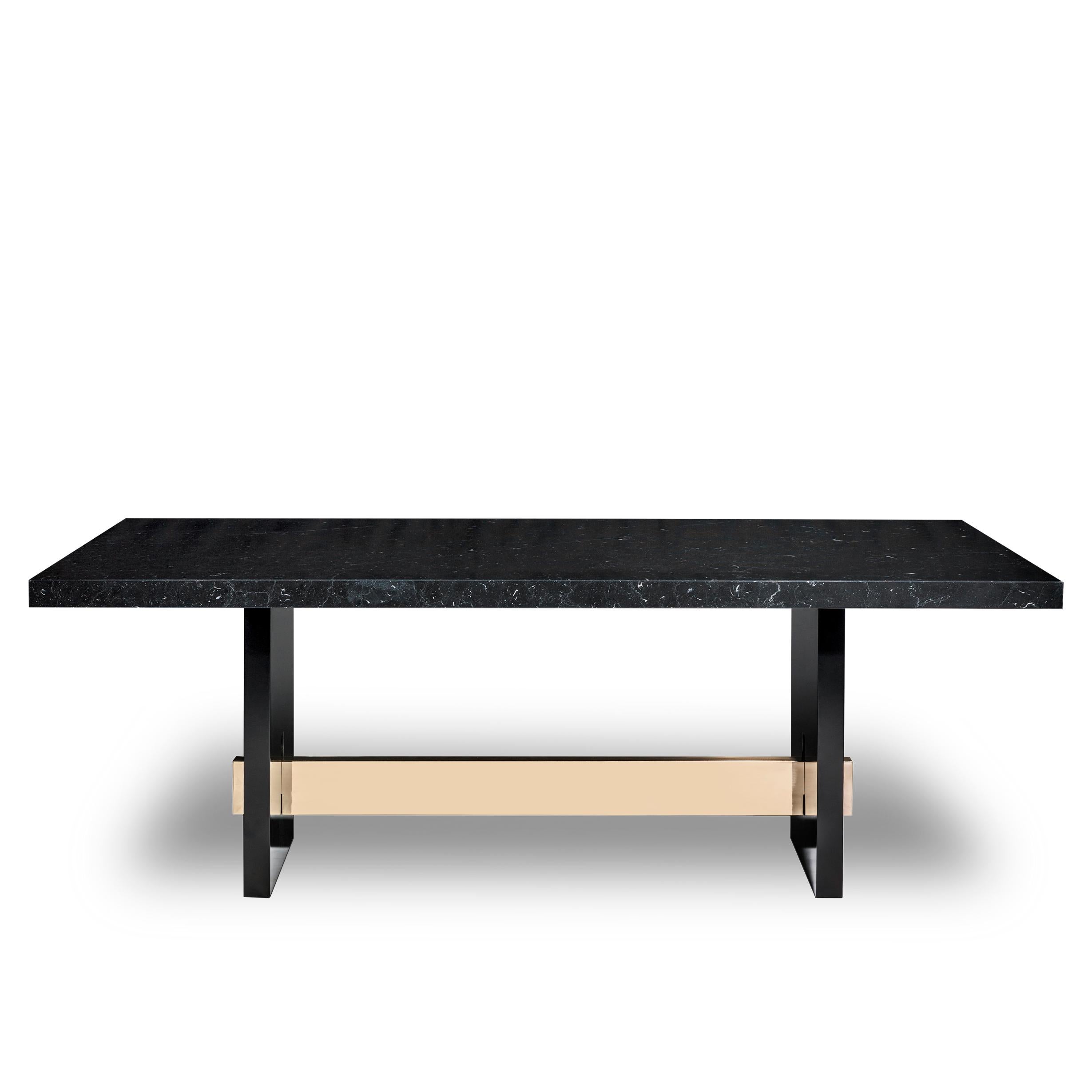 Geometry Marble Table, Nero Marquina Top, Handcrafted in Portugal by Duistt

Geometry marble table combines the luxury of the nero marquina marble with the strong geometric lines of the table legs. It is made with a high gloss lacquered wood and