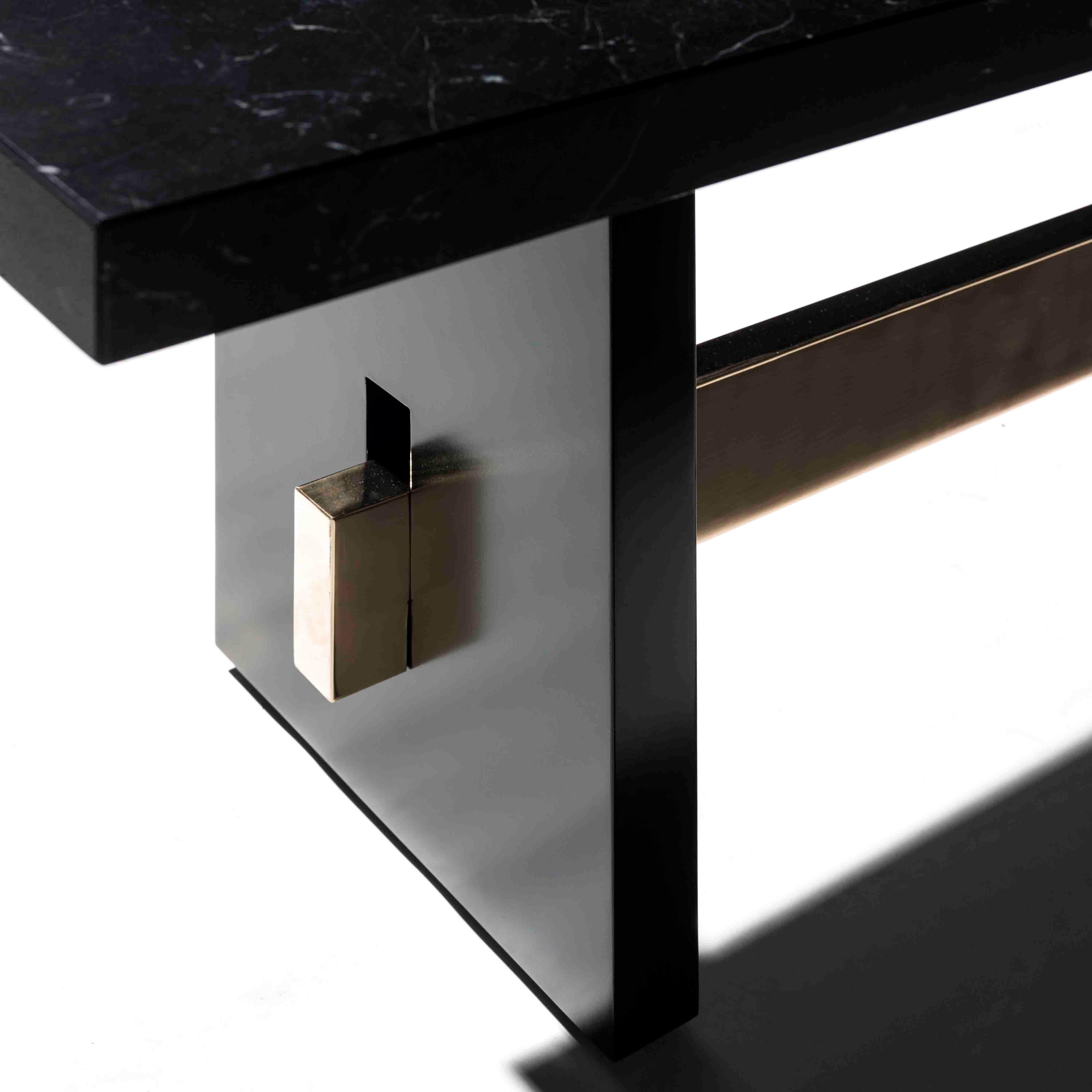 Mid-Century Modern Geometry Marble Table, Nero Marquina Top, Handcrafted in Portugal by Duistt For Sale