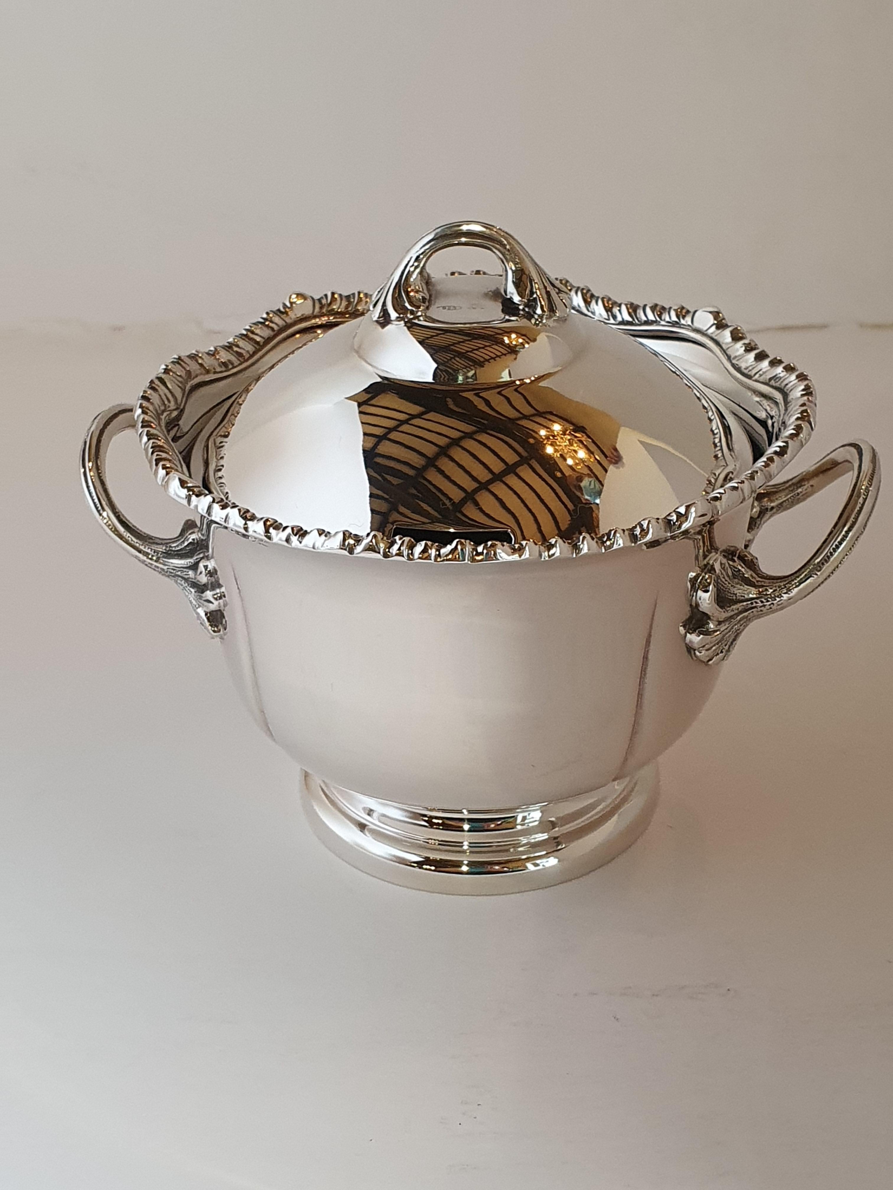 Italian 21st Century Georgian Style Hand-Crafted Sterling Silver Jam Jar, Italy, 2007 For Sale