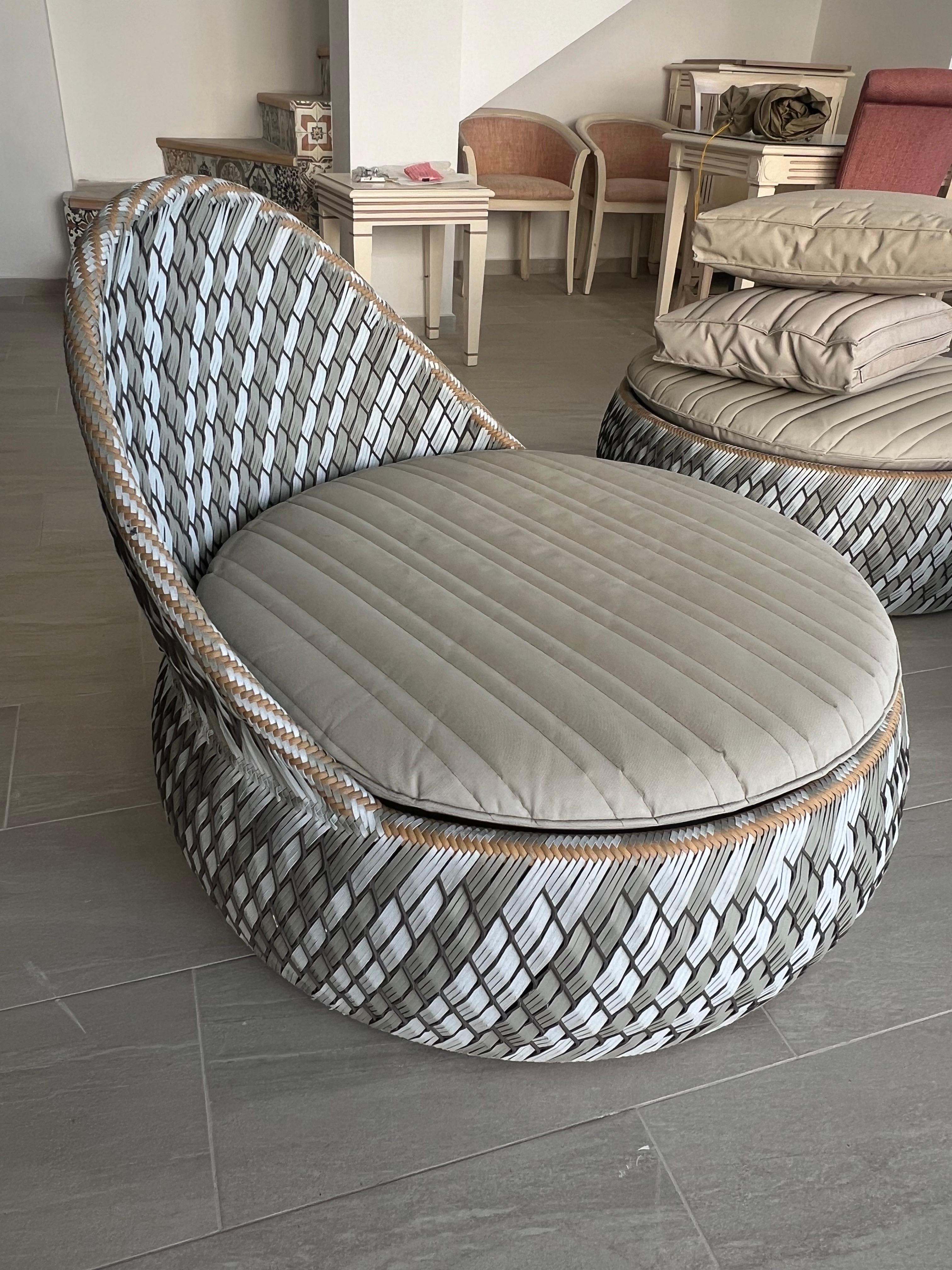 21st Century German Dala Lounge Chairs and a Footstool by Dedon For Sale 4