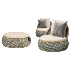 Used 21st Century German Dala Lounge Chairs and a Footstool by Dedon
