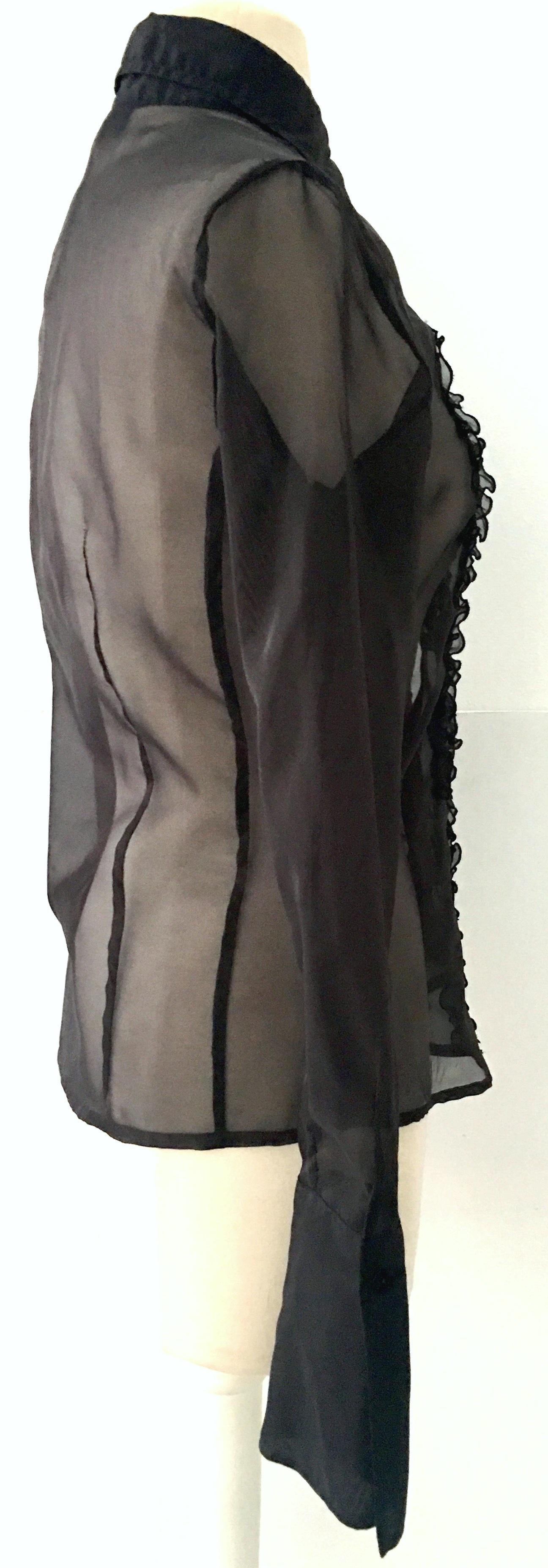 black chiffon ruffle blouse