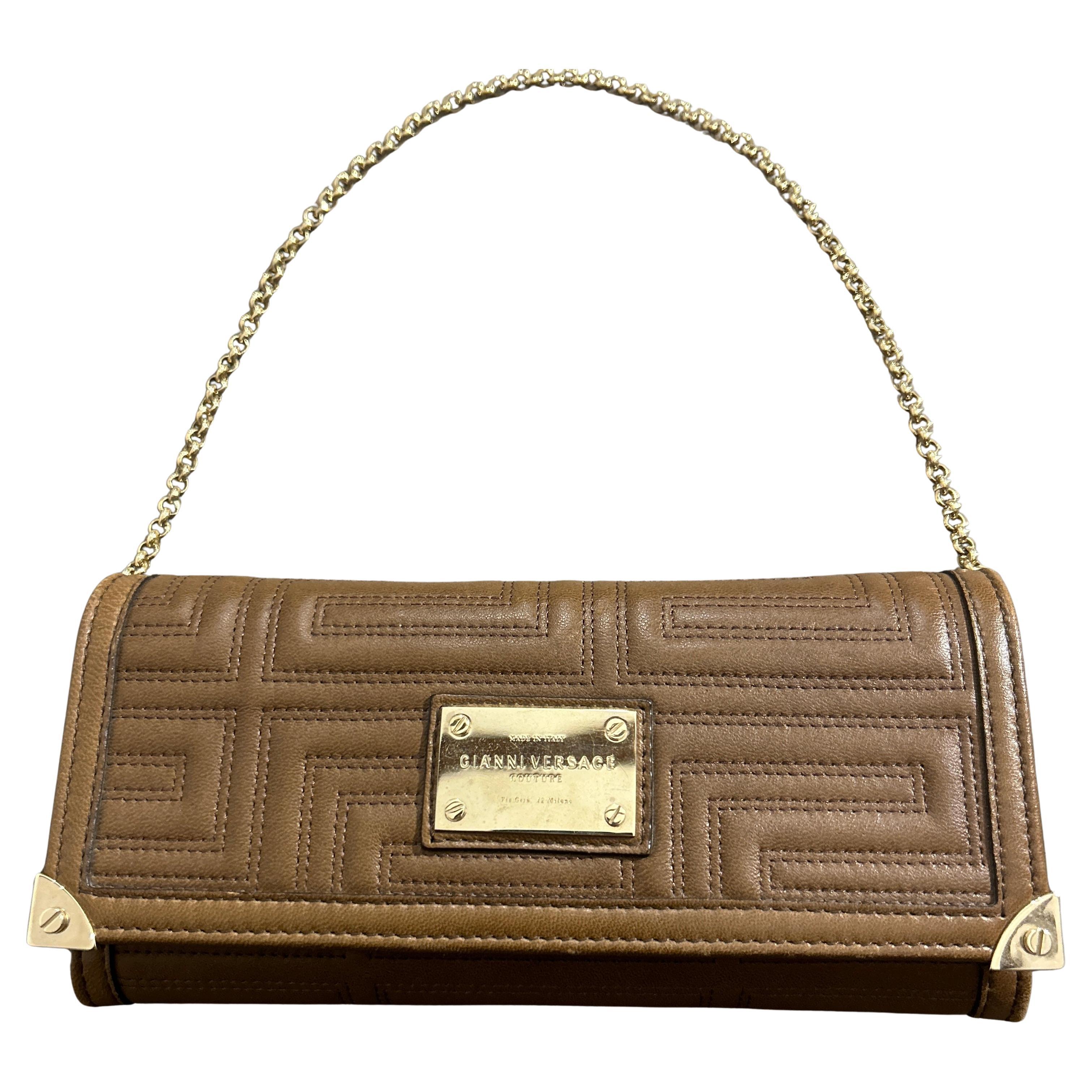 21st Century Gianni Versace Couture Mini Geometric Leather Shoulder Bag For Sale