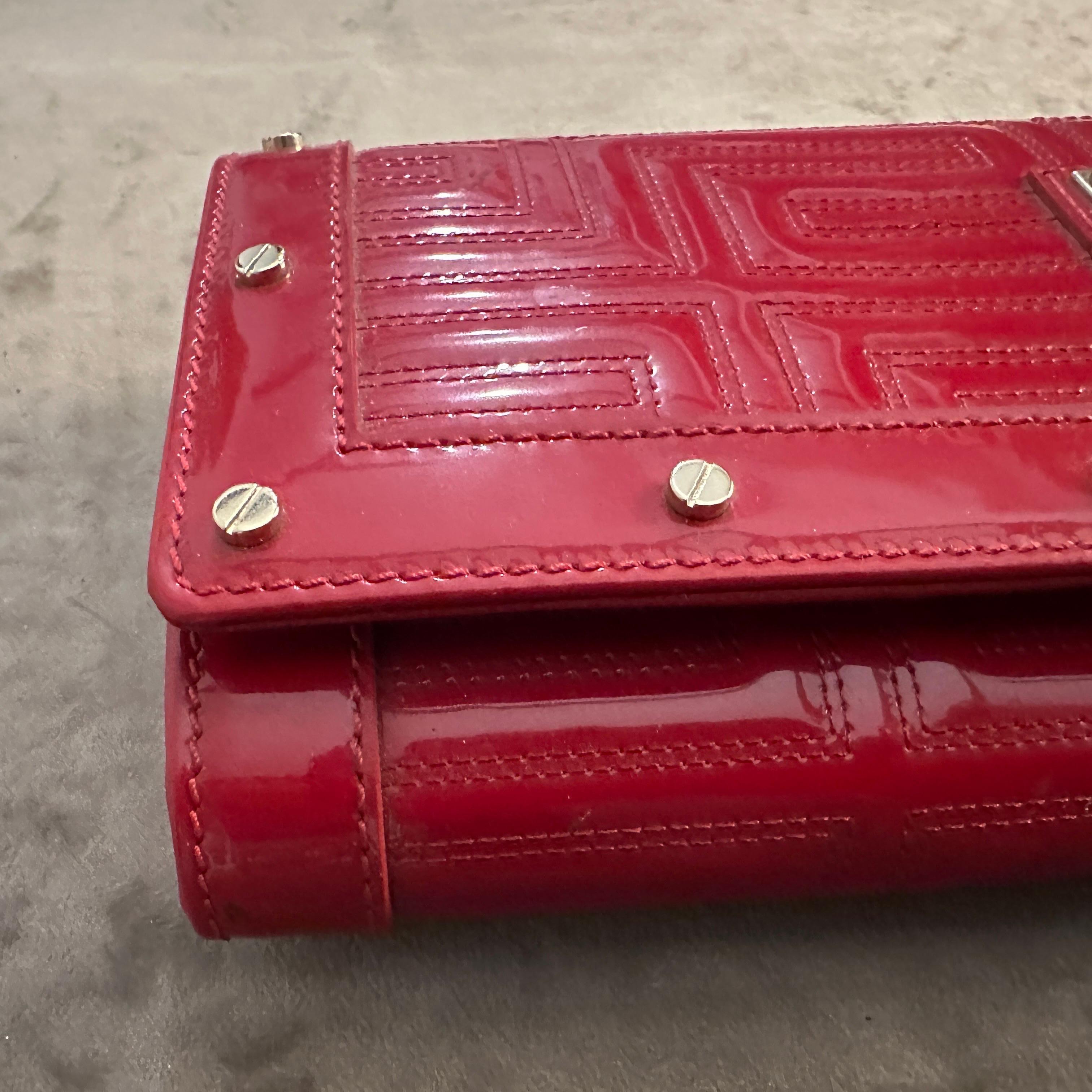 21st Century Gianni Versace Couture Red Patent Leather Shoulder Bag For Sale 8