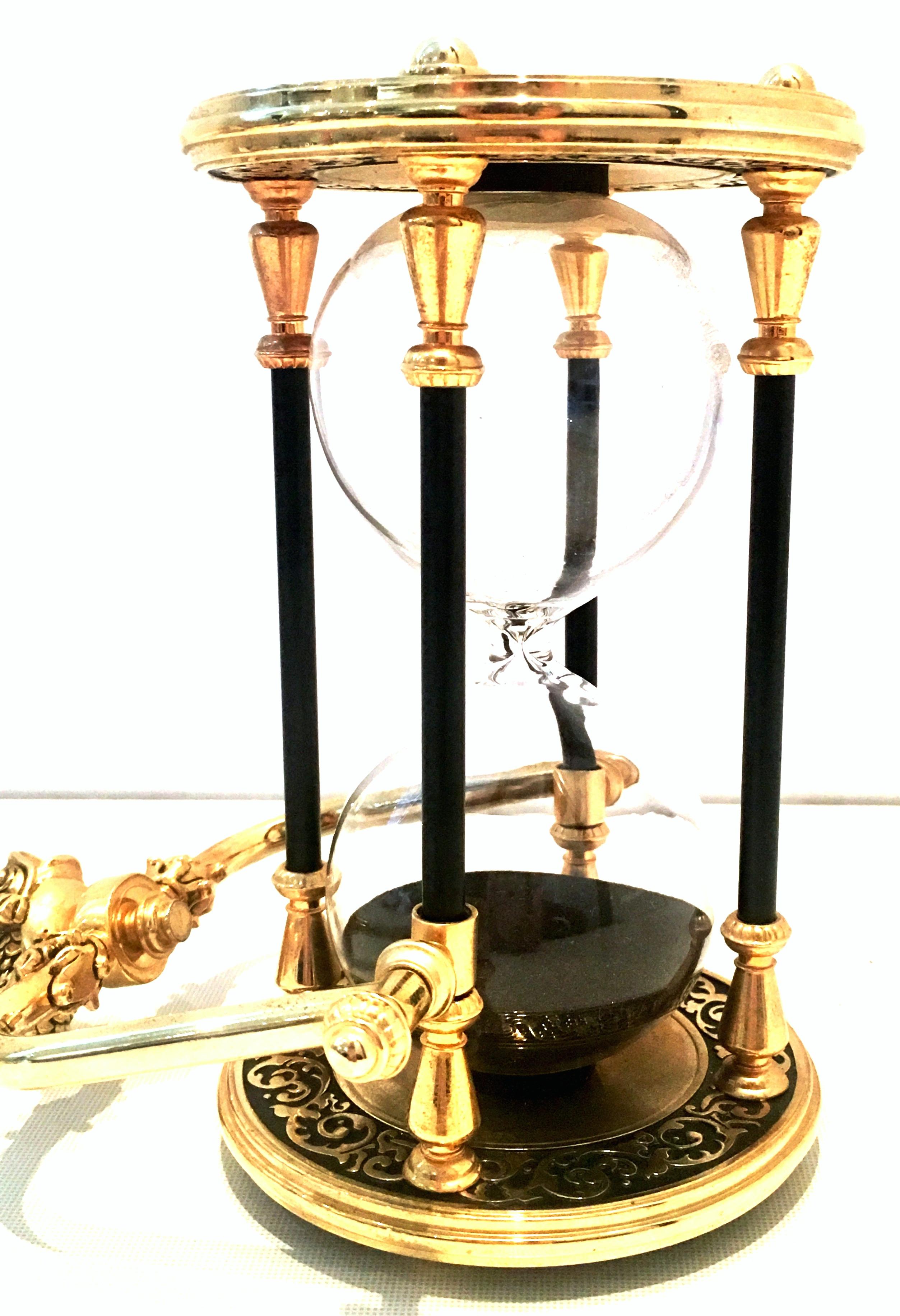 21st Century Gilt Gold Brass, Enamel & Blown Glass Hanging Hour Glass 2