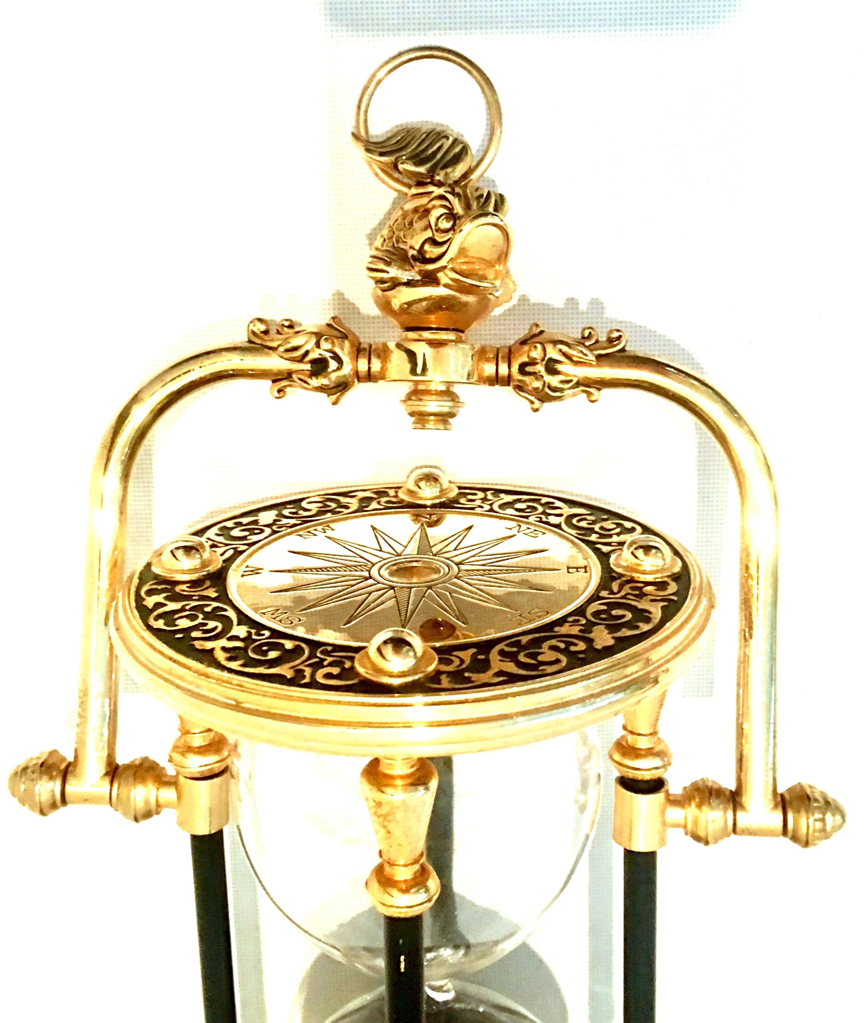 21st Century Gilt Gold Brass, Enamel & Blown Glass Hanging Hour Glass 5