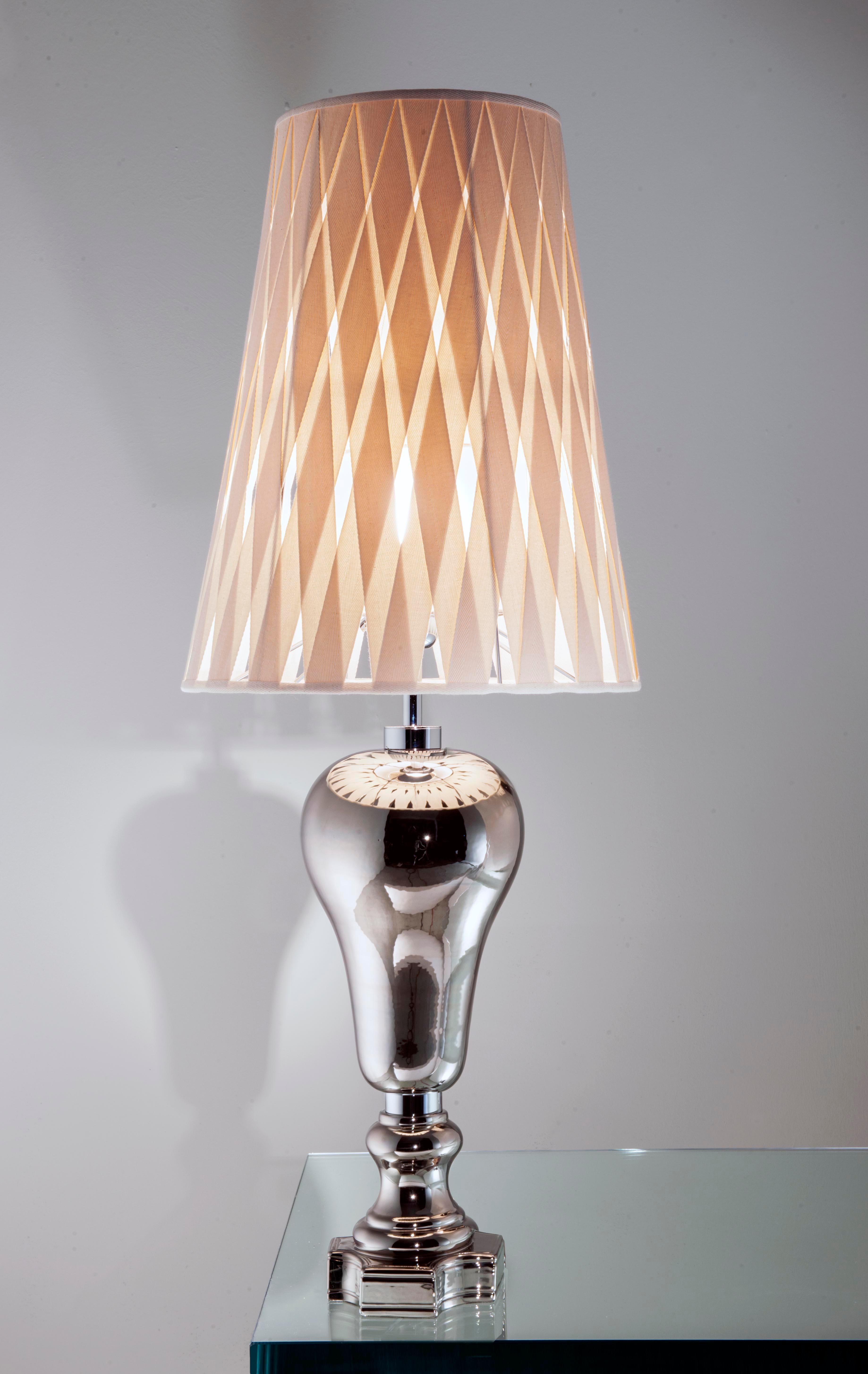 Modern 21st Century Ginger and Fred Platinum Ceramic Table Lamp by Patrizia Garganti For Sale
