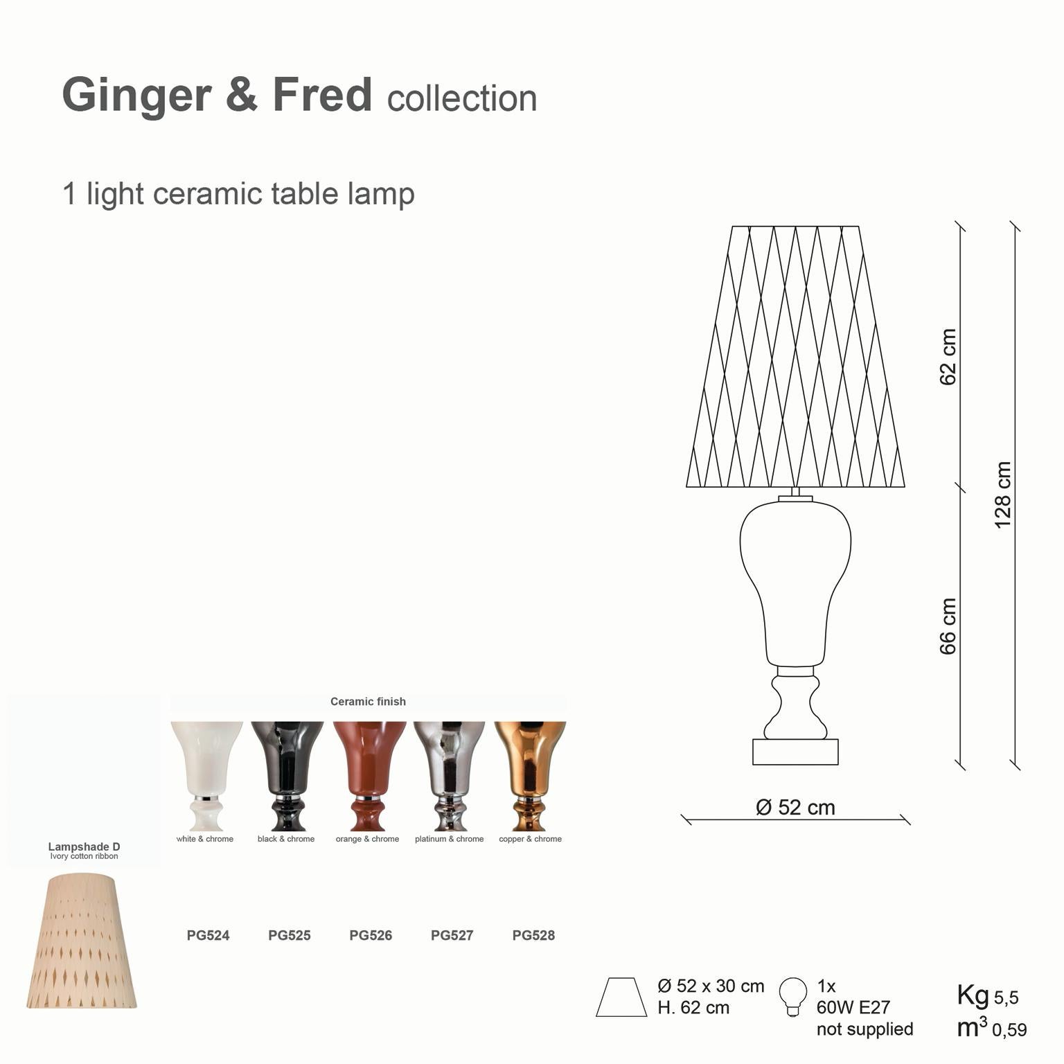 21st Century Ginger and Fred Platinum Ceramic Table Lamp by Patrizia Garganti In New Condition For Sale In Sesto Fiorentino, IT