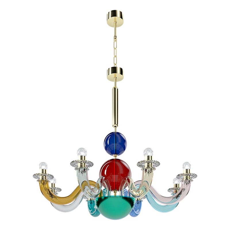 Siglo XXI Gio Ponti 99.80 Lámpara de araña de 8 luces multicolor