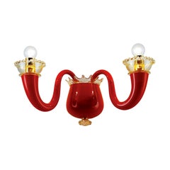 21st Century Gio Ponti 99.81 2-Light Wall Sconce in Coral / Crystal