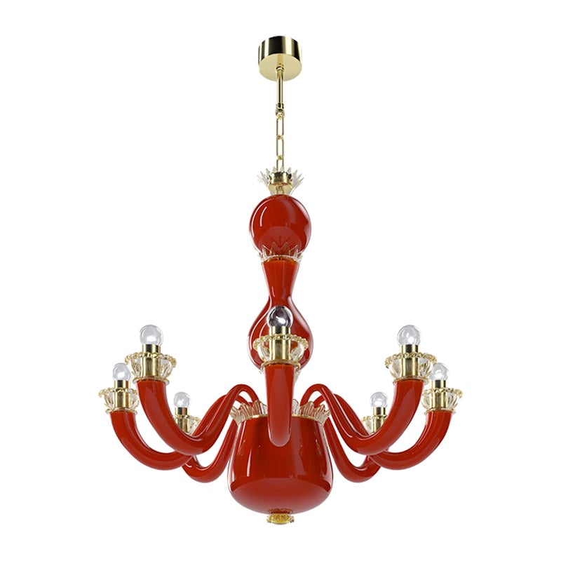 Siglo XXI Gio Ponti 99.81 Lámpara de araña de 8 luces en Coral/Cristal en venta