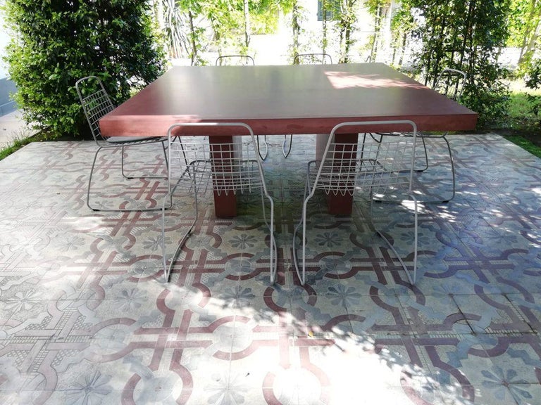 21st Century Giorgione 180, Red Concrete Dining Table, 100% Handcrafted in Italy For Sale 3