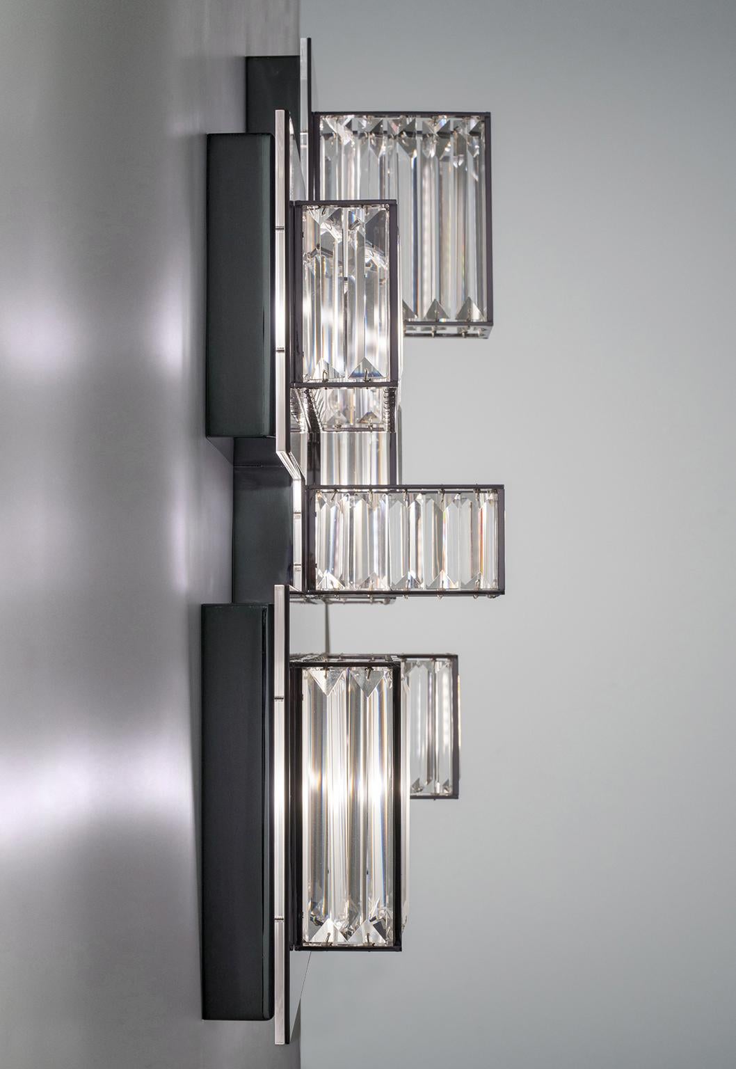 Modern 21st Century Gisele Gunmetal finish and Crystal Wall Lamp by Roberto Lazzeroni For Sale