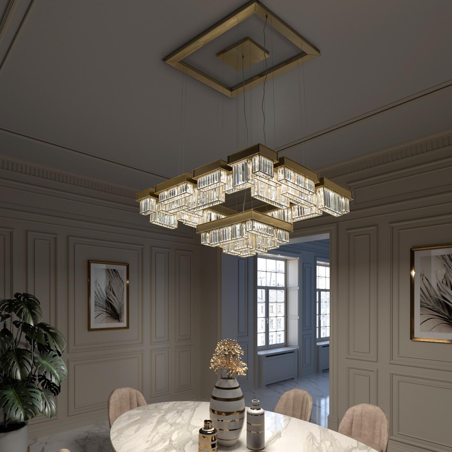 21st Century Gisele Satin Brass and Crystal Chandelier by Roberto Lazzeroni For Sale 1