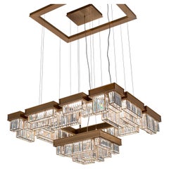 21st Century Gisele Satin Brass and Crystal Chandelier by Roberto Lazzeroni