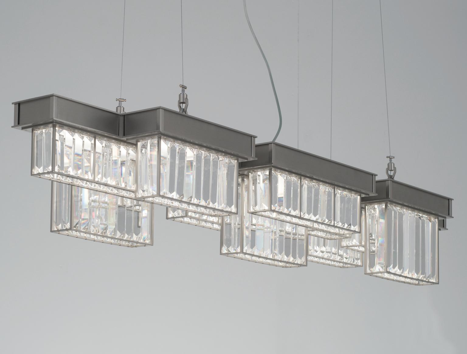 Modern 21st Century Gisele Satin Nickel and Crystal Chandelier by Roberto Lazzeroni For Sale