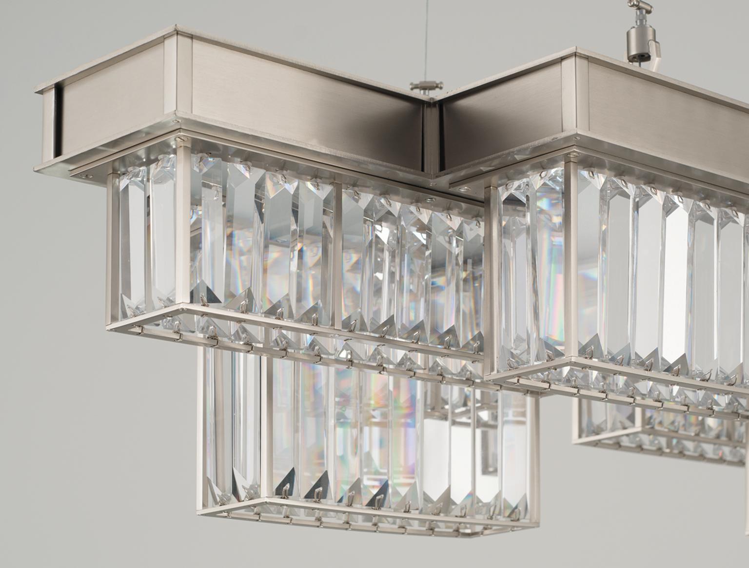 Italian 21st Century Gisele Satin Nickel and Crystal Chandelier by Roberto Lazzeroni For Sale